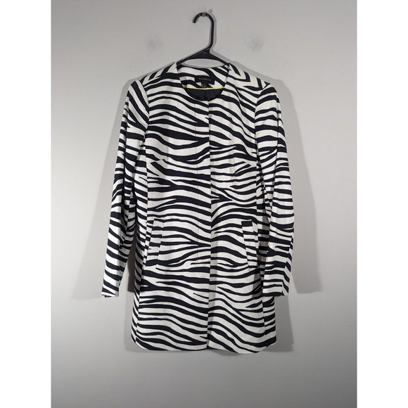 NWOT Talbots Zebra Print Long Sleeve Coat Jacket Women Size 2 - Picture 1 of 8
